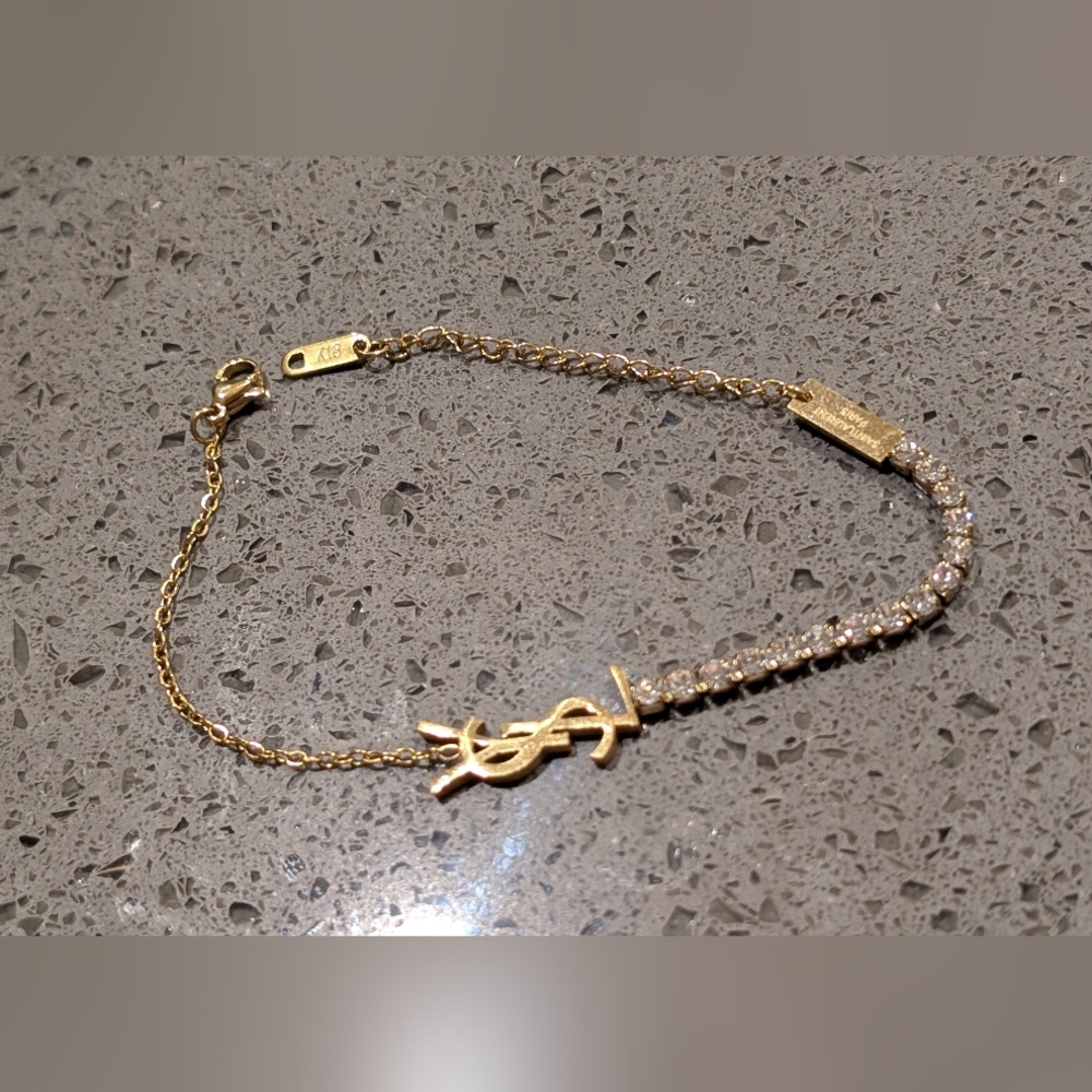 Gold Stainless Steel Yves Saint Laurent Women's Bracelet - Picture 2 of 12